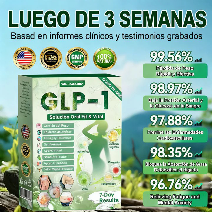 𝑺𝒐𝒍𝒖𝒄𝒊𝒐́𝒏 𝒐𝒓𝒂𝒍 𝑽𝒊𝒕𝒂𝒍𝒖𝒏𝒂𝒉𝒆𝒂𝒍𝒕𝒉® 𝑮𝑳𝑷-1 8 𝒆𝒏 1 𝑭𝒊𝒕 & 𝑽𝒊𝒕𝒂𝒍 (𝒔𝒐𝒍𝒐 𝒖𝒏𝒂 𝒗𝒆𝒛 𝒂𝒍 𝒅𝒊́𝒂, 𝒄𝒂𝒎𝒃𝒊𝒐𝒔 𝒗𝒊𝒔𝒊𝒃𝒍𝒆𝒔 𝒆𝒏 7 𝒅𝒊́𝒂𝒔) √ 𝑷𝒂𝒓𝒂 𝒐𝒃𝒆𝒔𝒊𝒅𝒂𝒅, 𝒔𝒂𝒍𝒖𝒅 𝒄𝒂𝒓𝒅𝒊𝒐𝒗𝒂𝒔𝒄𝒖𝒍𝒂𝒓, 𝒅𝒊𝒂𝒃𝒆𝒕𝒆𝒔, 𝒂𝒑𝒏𝒆𝒂 𝒅𝒆𝒍 𝒔𝒖𝒆𝒏̃𝒐, 𝒔𝒂𝒍𝒖𝒅 𝒊𝒏𝒕𝒆𝒔𝒕𝒊𝒏𝒂𝒍, 𝒑𝒓𝒐𝒃𝒍𝒆𝒎𝒂𝒔 𝒂𝒓𝒕𝒊𝒄𝒖𝒍𝒂𝒓𝒆𝒔 𝒚 𝒎𝒂́𝒔-V