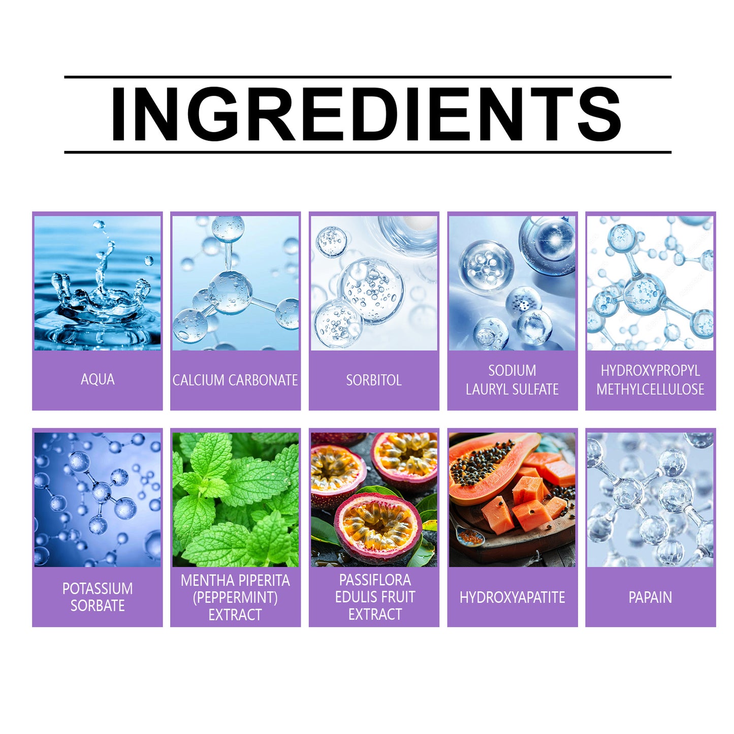 Purple Luxe Toothpaste with Hydroxyapatite & Papaya Enzyme | Triple Whitening, Deep Stain Removal & Enamel Support | Freshens Breath, Peroxide-Free | 114g / 4oz