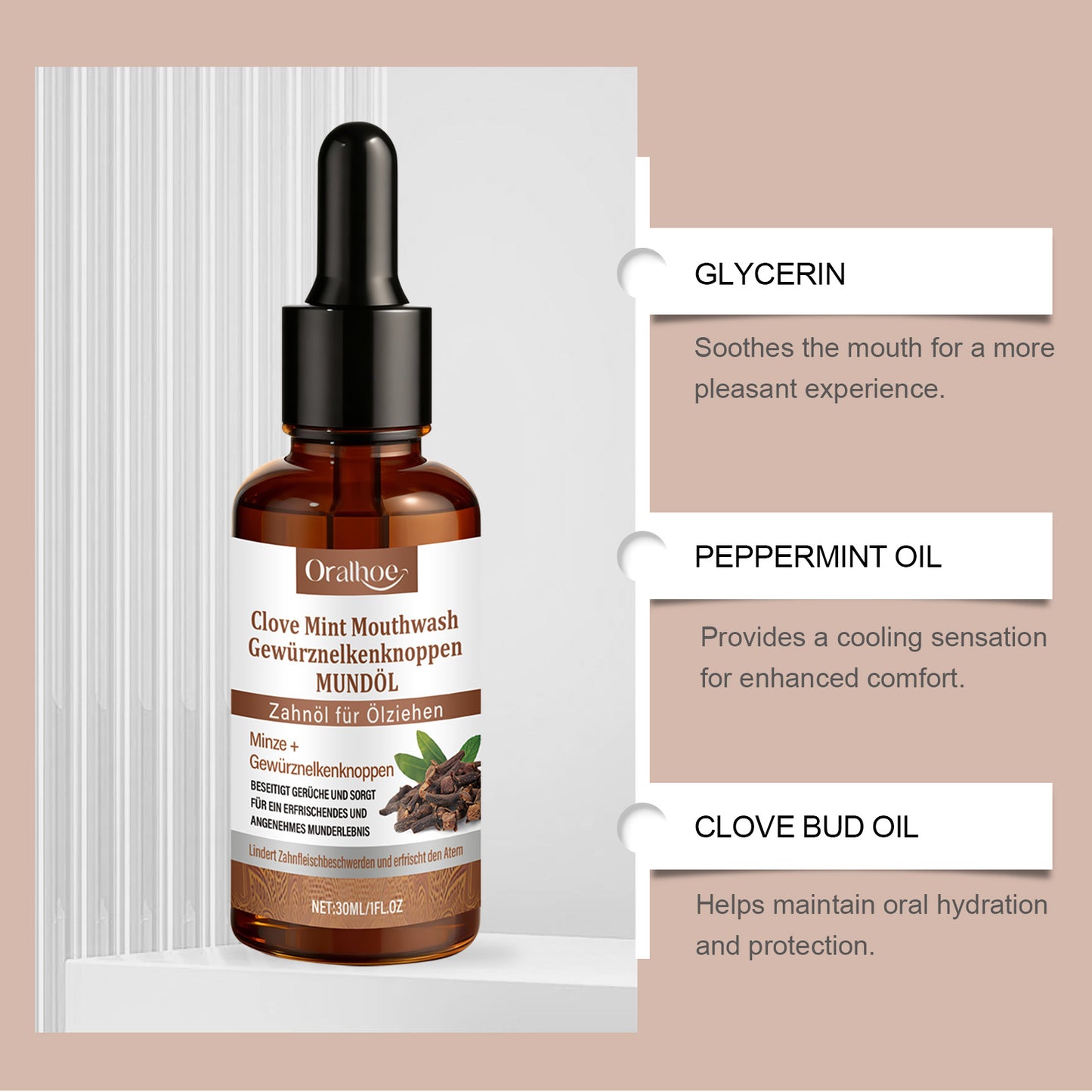 🌿✨ Clove & Mint Care Mouthwash – Soothe Gums, Fresh Breath & Natural Protection, Alcohol-Free!