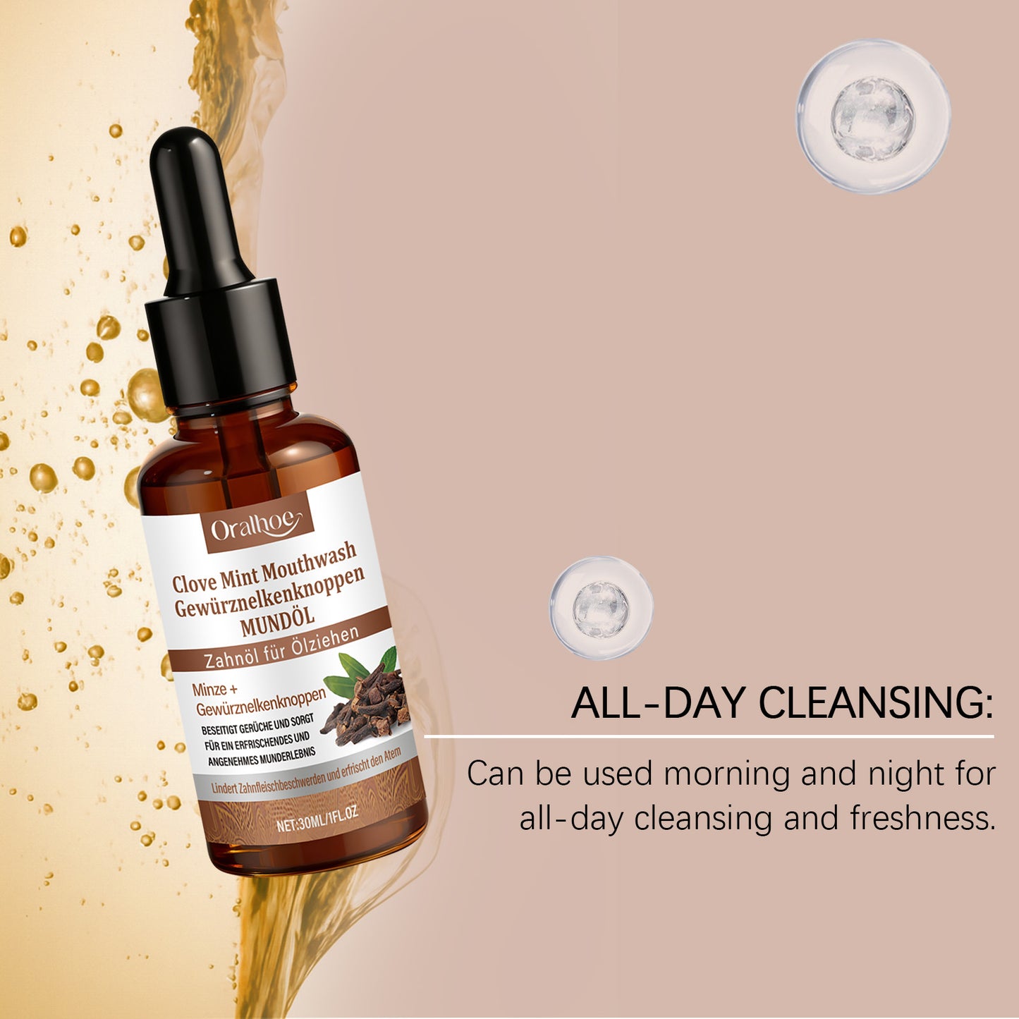 🌿✨ Clove & Mint Care Mouthwash – Soothe Gums, Fresh Breath & Natural Protection, Alcohol-Free!