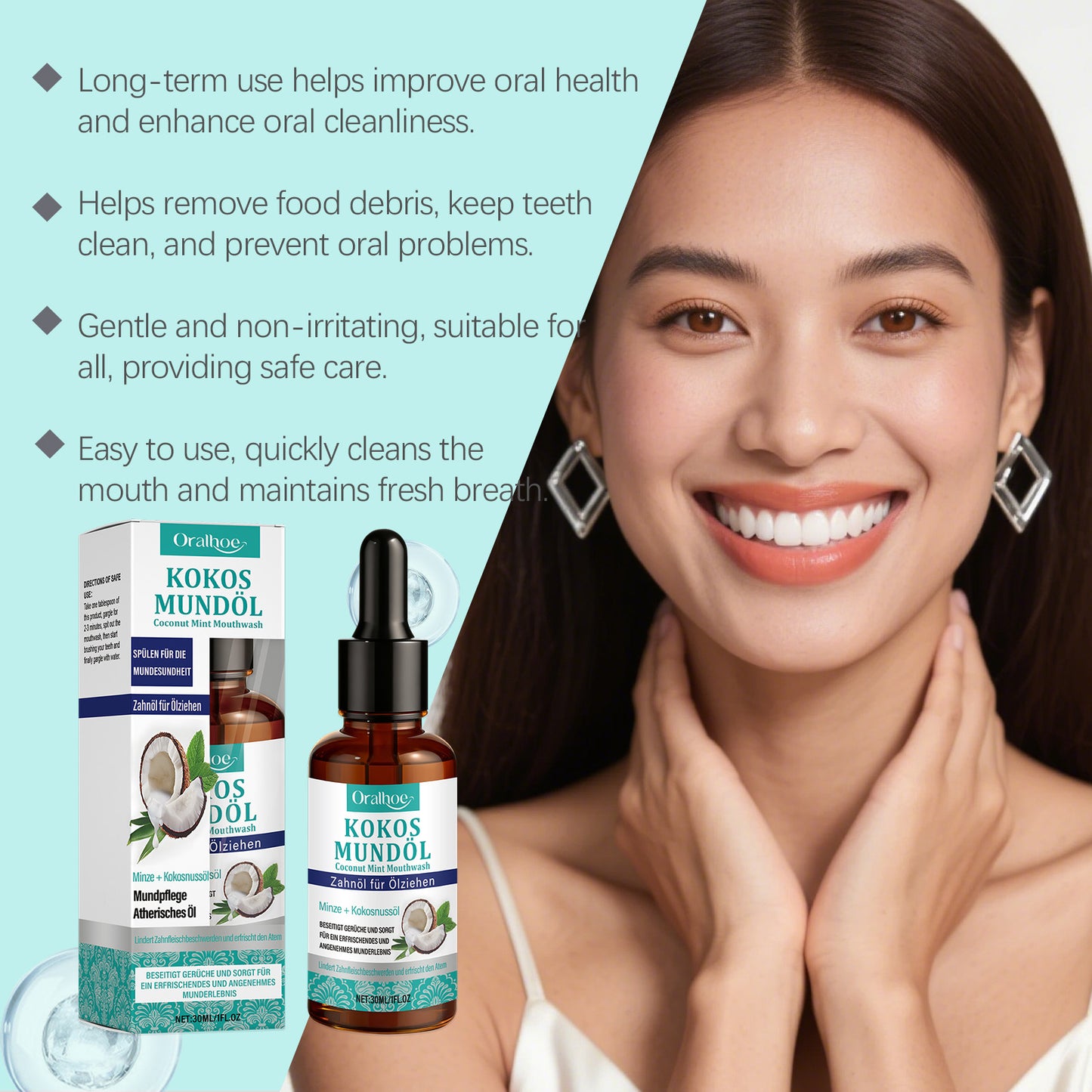 🥥🌿 Coconut Mint Refresh Mouthwash – Alcohol-Free, Natural Fresh Breath & Plaque Defense!